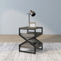 Denhour DH BASIC 17-Inch Metal Industrial End Table with 1 Open Shelf