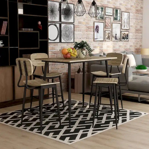 Cairo 5-Piece Counter Height Dining Table Set in Industrial Metal by Furniture of America