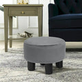 Adeco Modern Velvet Round Ottoman Footrest Stool with Padded Seat