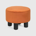 Adeco Modern Velvet Round Ottoman Footrest Stool with Padded Seat