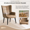 Set of 2 High-Back Tufted Accent Chairs in Cream, Brown, and Taupe