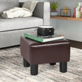 Adeco Faux Leather Footrest Ottoman with Plush Upholstery