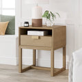 Nathan James Luke Wooden End Table with Storage Drawer and Open Cubby