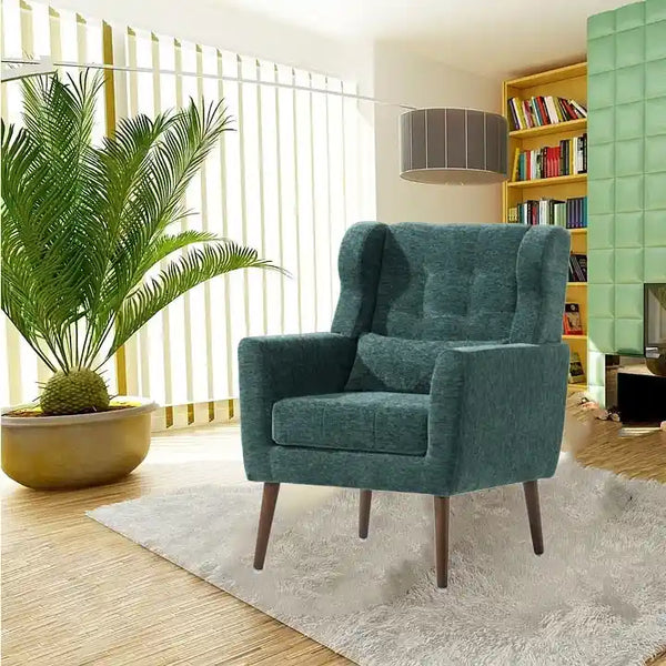 Cozy Mid-Century Reading Chair Upholstered in Chenille Fabric