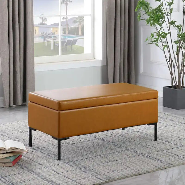HomePop Metal-Leg Storage Bench