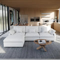 Sectional Couch with L-Shaped Design and Linen Upholstery, Featuring Multiple Cushions
