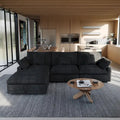 Sectional Couch with L-Shaped Design and Linen Upholstery, Featuring Multiple Cushions
