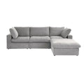 Sectional Couch with L-Shaped Design and Linen Upholstery, Featuring Multiple Cushions