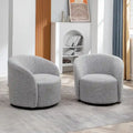 Set of 2 KINWELL 34-Inch Wide Upholstered Swivel Barrel Chairs