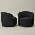 Set of 2 KINWELL 34-Inch Wide Upholstered Swivel Barrel Chairs