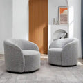 Set of 2 KINWELL 34-Inch Wide Upholstered Swivel Barrel Chairs