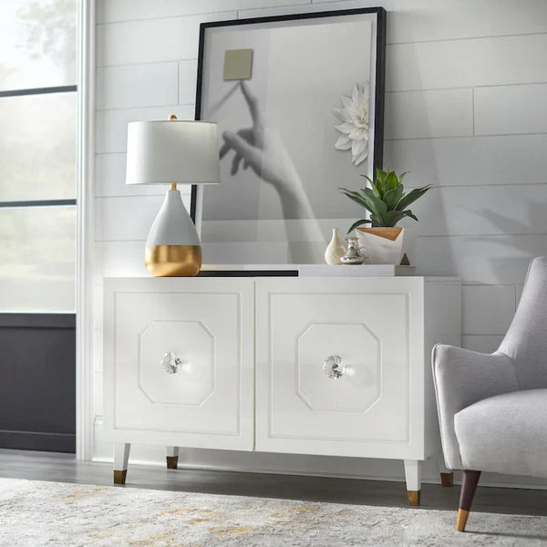 angelo:HOME Jaslene Glossy Glam Media Buffet Cabinet