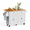 Solid Wood Top Kitchen Island Cart with Locking Wheels