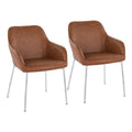 Set of 2 Silver Orchid Galotti Chrome Upholstered Dining Chairs