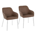 Set of 2 Silver Orchid Galotti Chrome Upholstered Dining Chairs