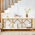 70.9-Inch Industrial Sofa Console Table with Open Storage Shelf - Extra Long Narrow Entry Table for Behind Couch