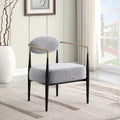 Plush Boucle Dining Chair with Thick Cushion and Elegant Metal Frame for Living Room