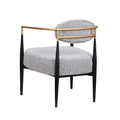 Plush Boucle Dining Chair with Thick Cushion and Elegant Metal Frame for Living Room