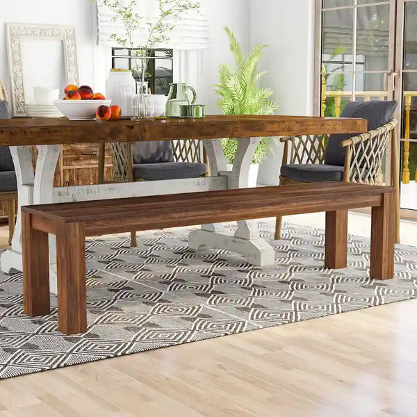 Anaisha Rustic Solid Mango Wood Dining Bench - Furniture of America