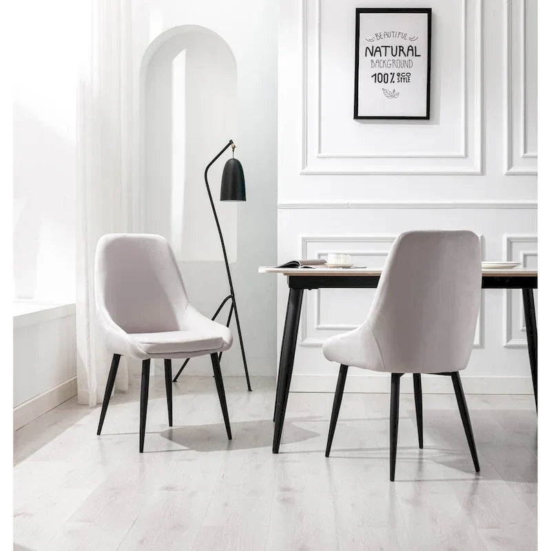 Porthos Home Set of 2 Fern Dining Chairs - Velvet Upholstery with Steel Legs