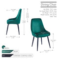 Porthos Home Set of 2 Fern Dining Chairs - Velvet Upholstery with Steel Legs