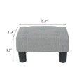 Adeco Rectangular Small Ottoman - Button Tufted Linen Foot Stool