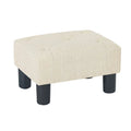Adeco Rectangular Small Ottoman - Button Tufted Linen Foot Stool