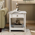 Denhour DH BASIC 4-Piece Open-Shelf Coffee Table Set with Drawer in Transitional Rubberwood
