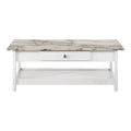 Denhour DH BASIC 4-Piece Open-Shelf Coffee Table Set with Drawer in Transitional Rubberwood