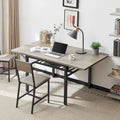 Contemporary Industrial 63.2" Extendable Dining Table with Drop Leaf, Accommodates 6