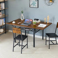 Contemporary Industrial 63.2" Extendable Dining Table with Drop Leaf, Accommodates 6