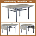 Contemporary Industrial 63.2" Extendable Dining Table with Drop Leaf, Accommodates 6