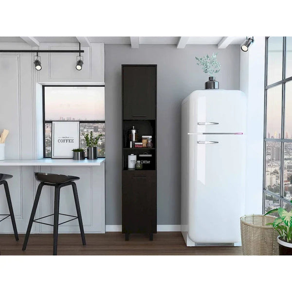 Elegant Tall Black Pantry Cabinet