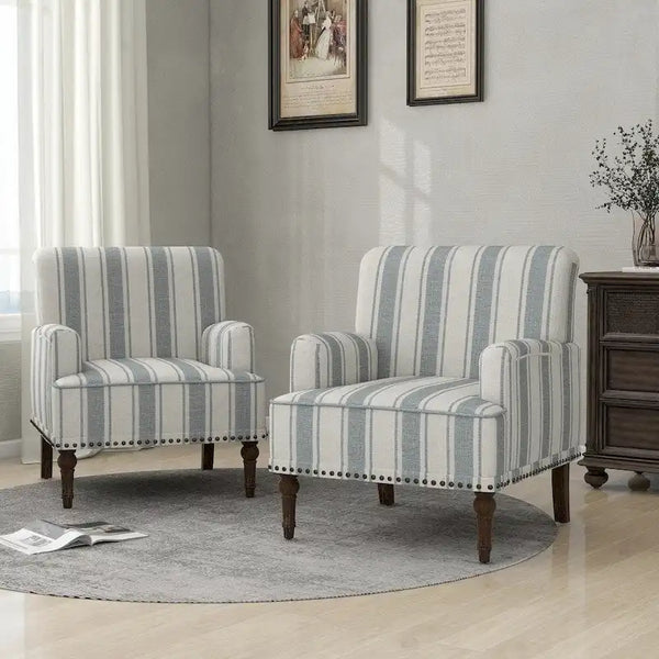 Contemporary Striped Armchairs