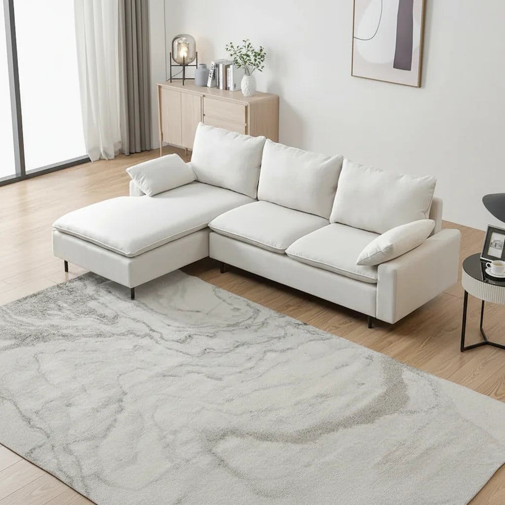 Chaise-Style L-Shaped Linen Sectional Sofa