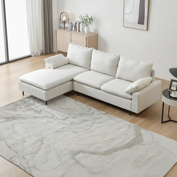 Chaise-Style L-Shaped Linen Sectional Sofa