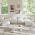 U-Shaped Chenille Fabric Sectional Sofa for 4 with 2 Matching Ottomans