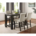 Roundhill Furniture Leviton 5-Piece Counter Height Dining Set in Antique Black Wood Finish