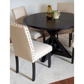 Round Dining Table Set with 4 Upholstered Chairs and Pedestal Base