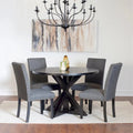 Roundhill Furniture Mytzi 5-Piece Dining Set: Cross-Buck Table with 4 Elegant Chairs