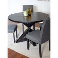 Round Dining Table Set with 4 Upholstered Chairs and Pedestal Base