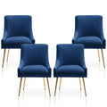 SEYNAR Set of 4 Modern Glam Boucle Velvet Dining or Vanity Chairs with Rear Handle