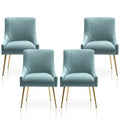 SEYNAR Set of 4 Modern Glam Boucle Velvet Dining or Vanity Chairs with Rear Handle