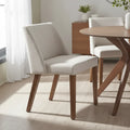 2-Piece Space-Saving Dining Chair Set with Walnut Frame and Linen Upholstery - Available in Multiple Colors