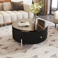 Contemporary Round Coffee Table with Dual Large Storage Drawers