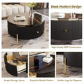 Contemporary Round Coffee Table with Dual Large Storage Drawers
