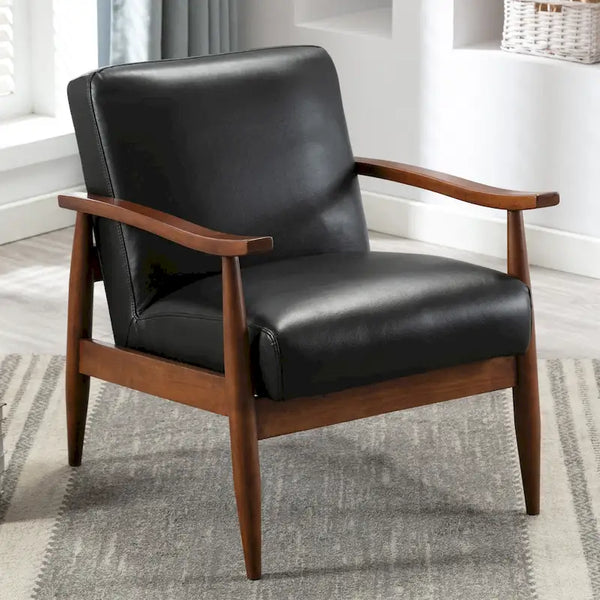 Greyson Living Anna Faux Leather Accent Chair with Wood Base