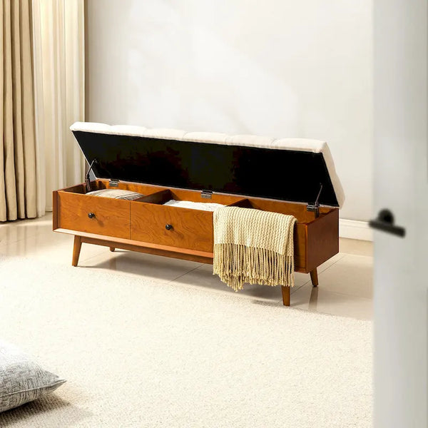 Dolly Mid-Century Tufted Storage Bench with Unique 45-Degree Splicing Design by HULALA HOME