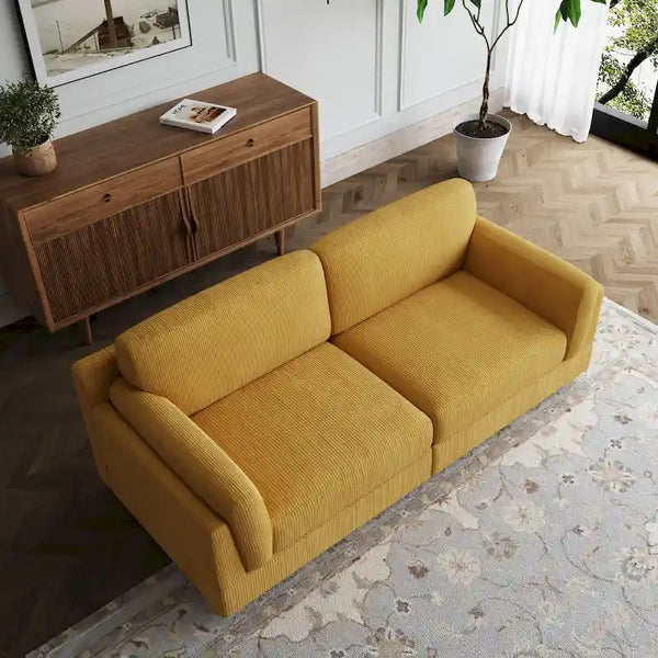 Contemporary 90-Inch Deep Seat Corduroy Loveseat
