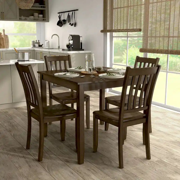 Denhour DH Basic Traditional Solid Wood 5-Piece Dining Set